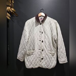 Vintage Destroyed Quilted Barn Cotton Jacket Brown Corduroy Collar L
